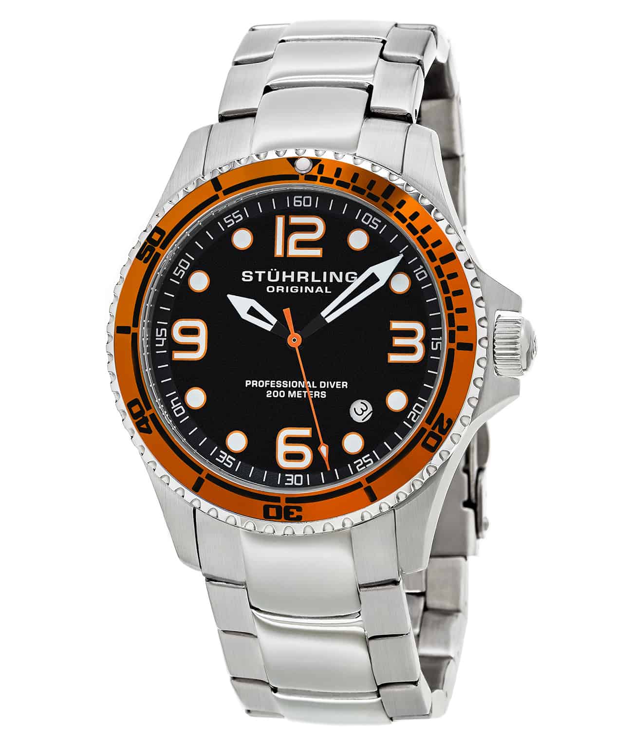 Black Dial / Silver Case / Silver Stainless Steel Bracelet Deployant Buckle 2