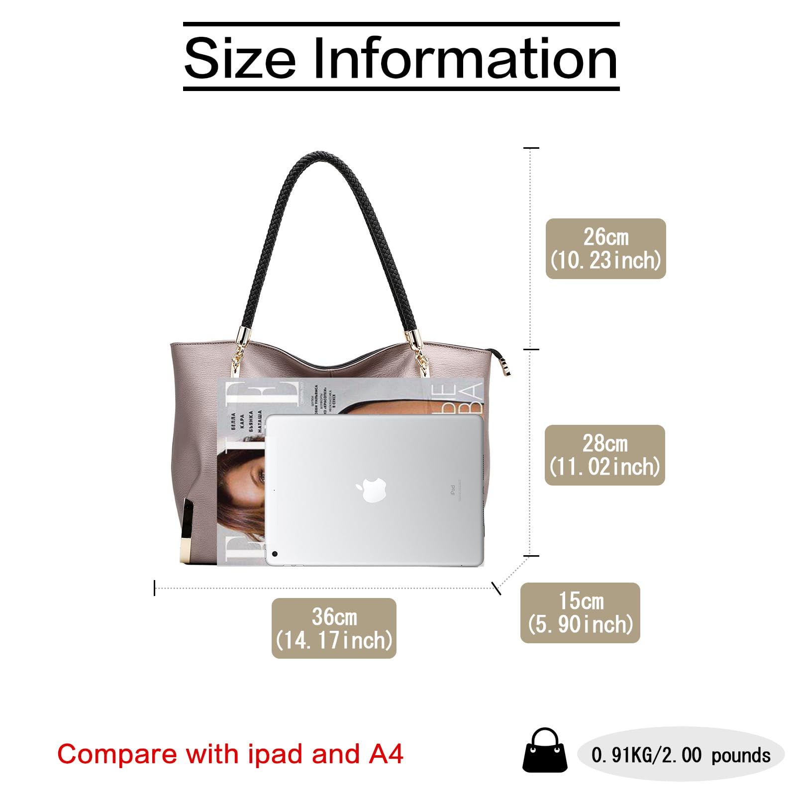 FOXLOVER Large Capacity Tote Bag for Women - Fashionable Top Handle Shoulder Purse with Minimalist Design | Perfect for Work, Travel & Everyday Use