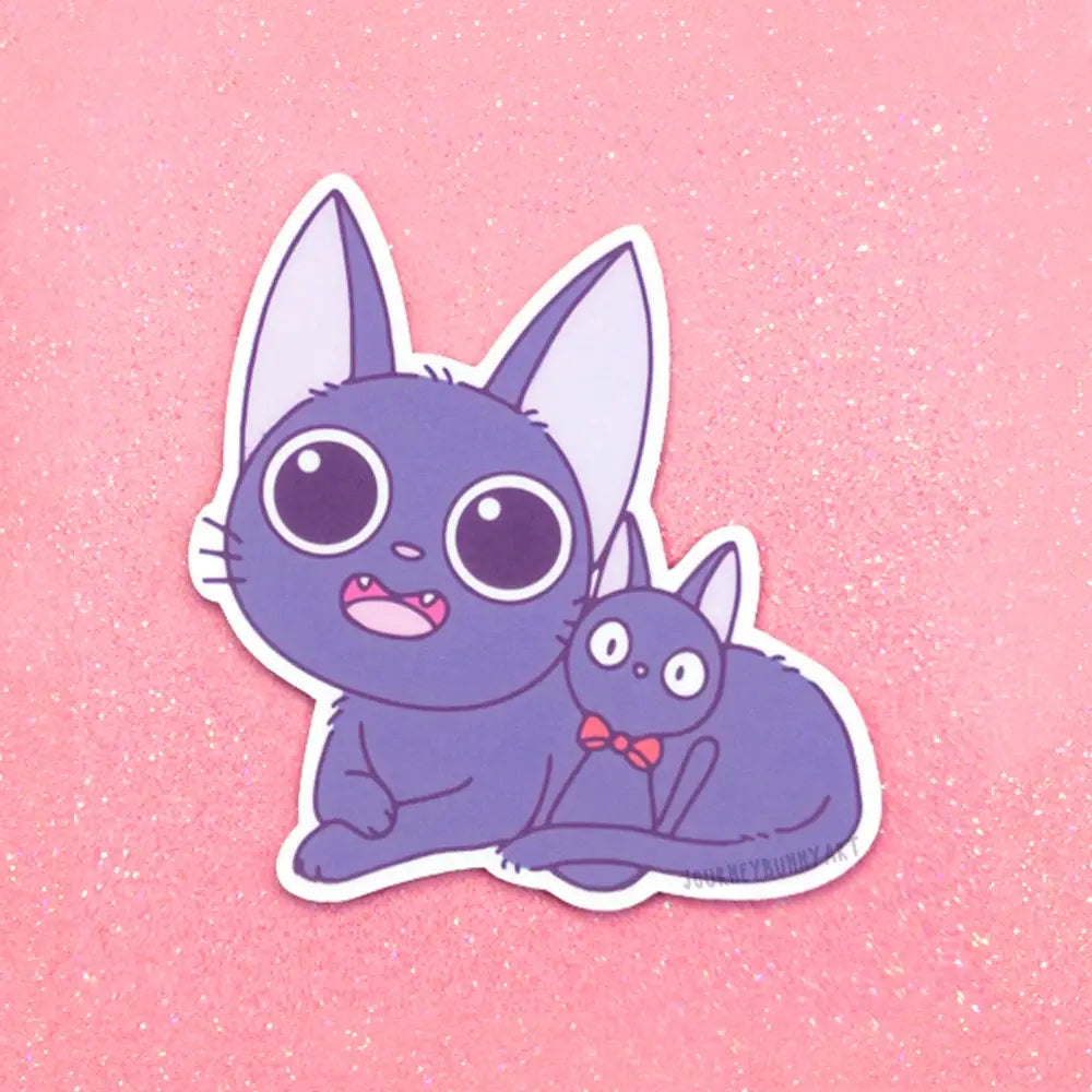 Black Cat with Toy Vinyl Sticker - Cute Decal for Laptops, Water Bottles & Notebooks - Perfect for Pet Lovers & Halloween Decor