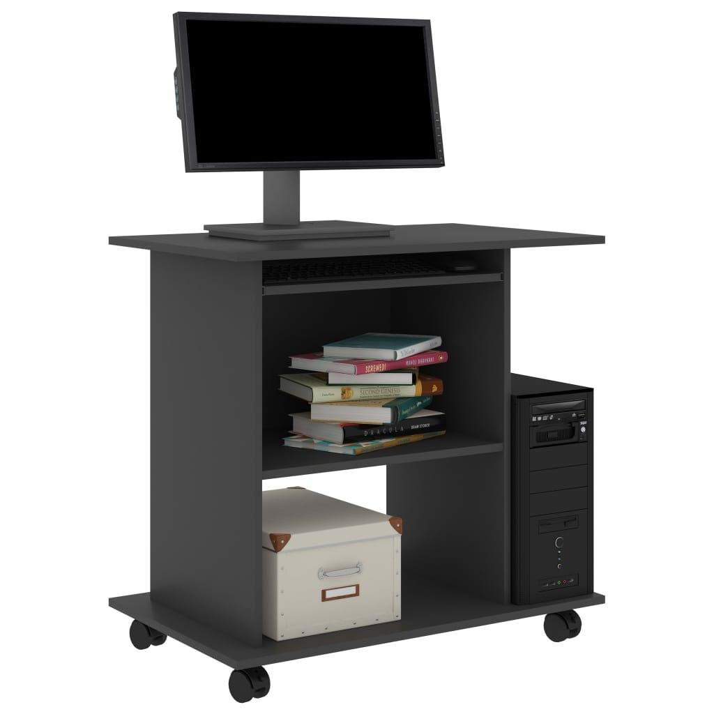 FAMIROSA 31.5 Inch Computer Desk - Compact Home Office Desk with Sturdy Chipboard Construction in Modern Gray - Perfect for Small Spaces, Dorm Rooms & Workstations
