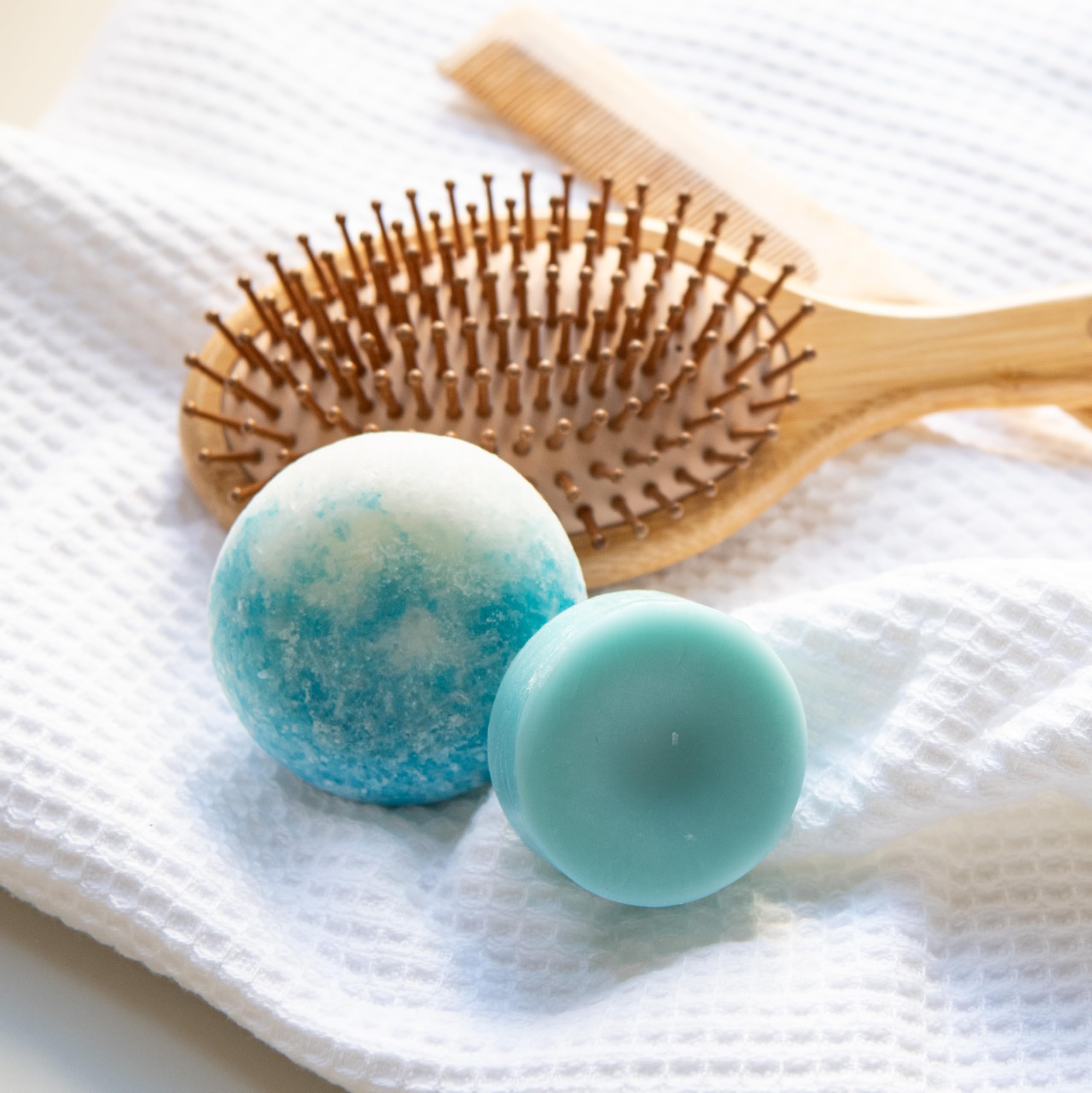 Organic Tea Tree & Rosemary Shampoo Bar and Conditioner Set - 3oz Shampoo + 1oz Conditioner - Vegan, SLS Free, Paraben Free, Plastic-Free - Zero Waste Hair Care for Dry Scalp & Dandruff - Made in USA - Perfect for Travel, Camping & Eco-Friendly Lifestyle