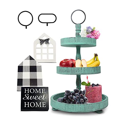 3 Tiered Tray - Distressed Teal