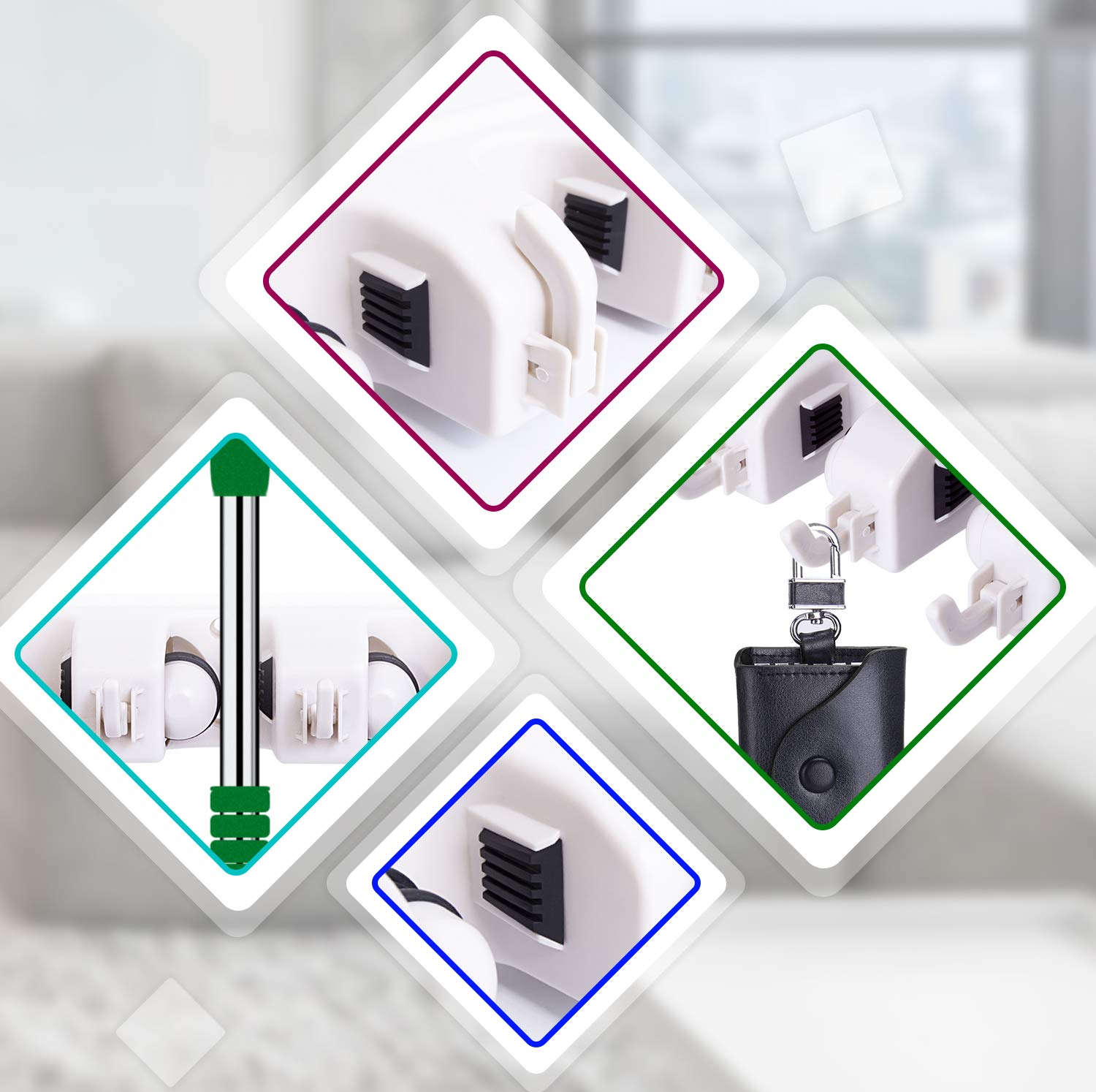 HYRIXDIRECT Heavy Duty Wall Mount Broom & Mop Holder with Hooks - Garage, Laundry Room & Garden Tool Organizer Rack for Space Saving Storage | Perfect for Home, Kitchen, Bathroom & Workshop Organization