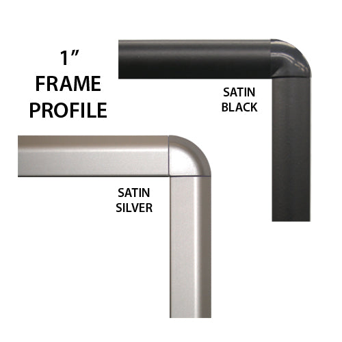 Economy Slim Metal 1 Inch Wide Poster Snap Frame 24x30 Inches with Radius Corners - Black & Silver Finishes for Home, Office, and Retail Displays