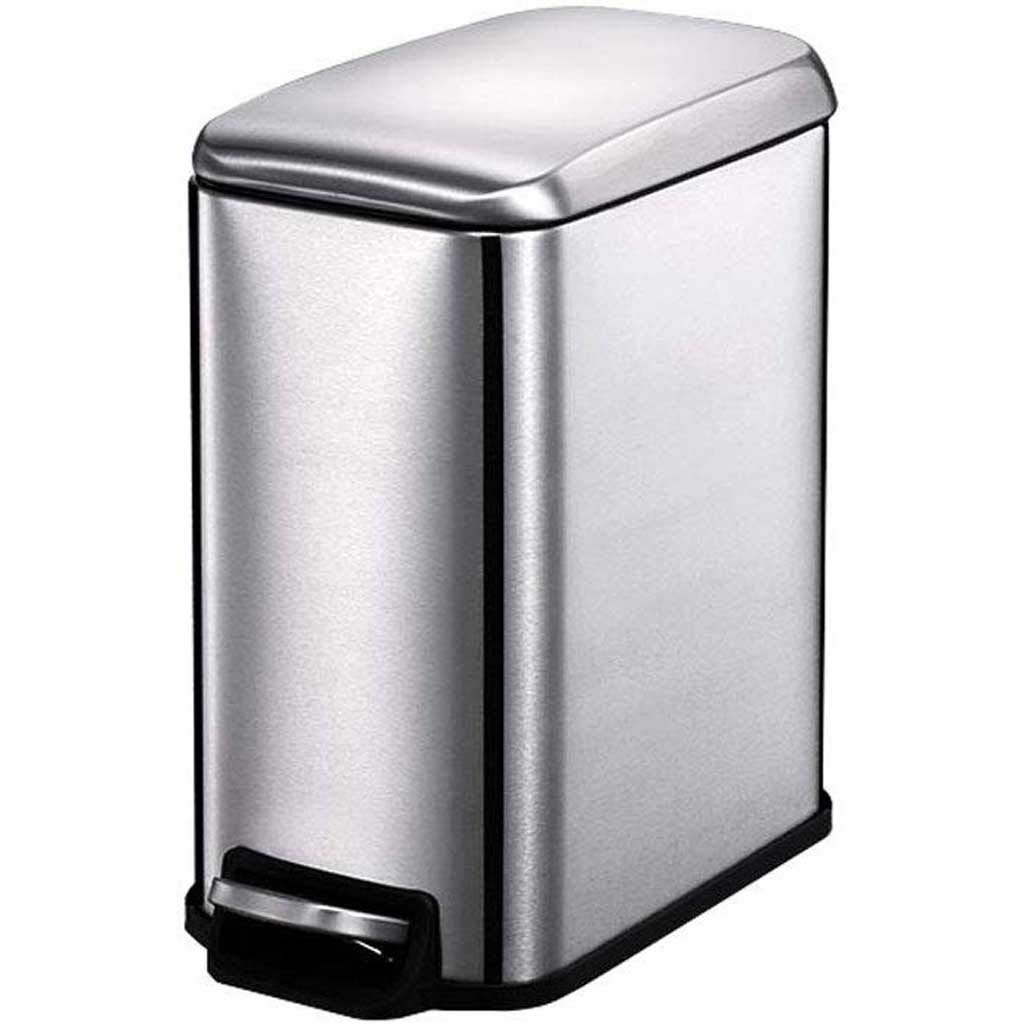 Stainless Steel Square Step Trash Can with Removable Inner Bucket - Silent Close Lid, Fingerprint-Proof Brushed Nickel Finish - Modern Waste Bin for Hotel, Office, Home & Kitchen Use