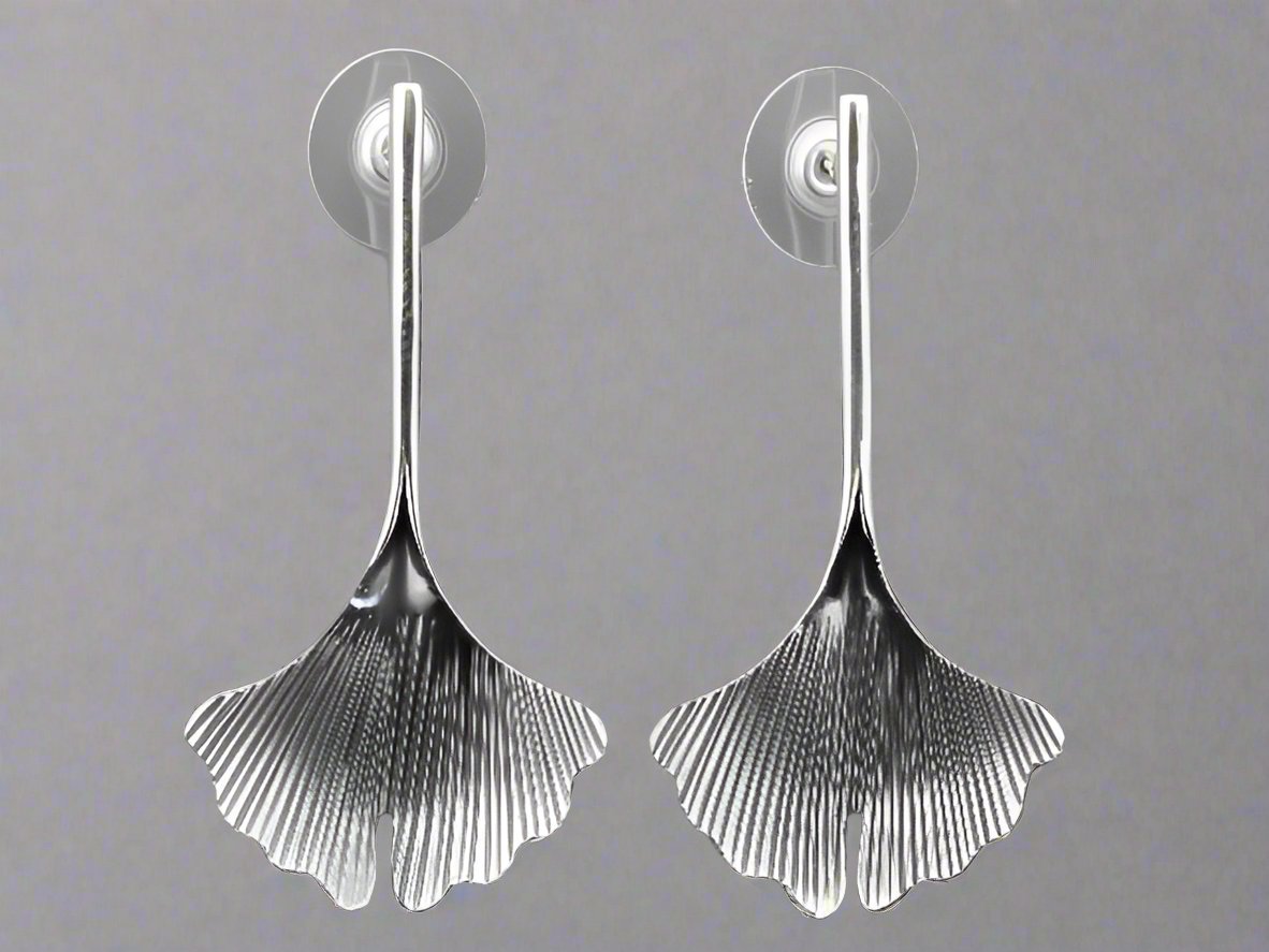 Elegant Long Ginkgo Drop Earrings - Oxidized Sterling Silver Dangle Earrings for Women | Perfect for Weddings, Parties & Everyday Wear