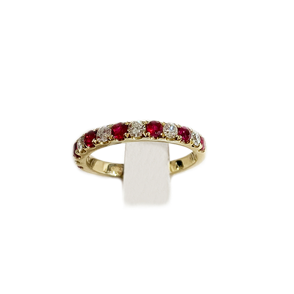 14K Yellow Gold Ruby Band Ring for Women - Elegant Stackable Dainty Jewelry for Everyday Wear & Special Occasions