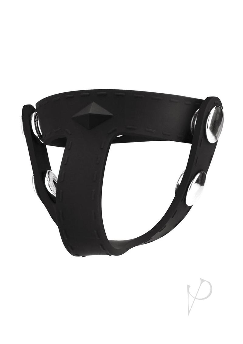 Premium Blueline Silicone T-Style Cock Ring with Ball Divider - Black | Comfortable & Adjustable Penis Ring for Enhanced Pleasure | Perfect for Couples Play & Solo Stimulation