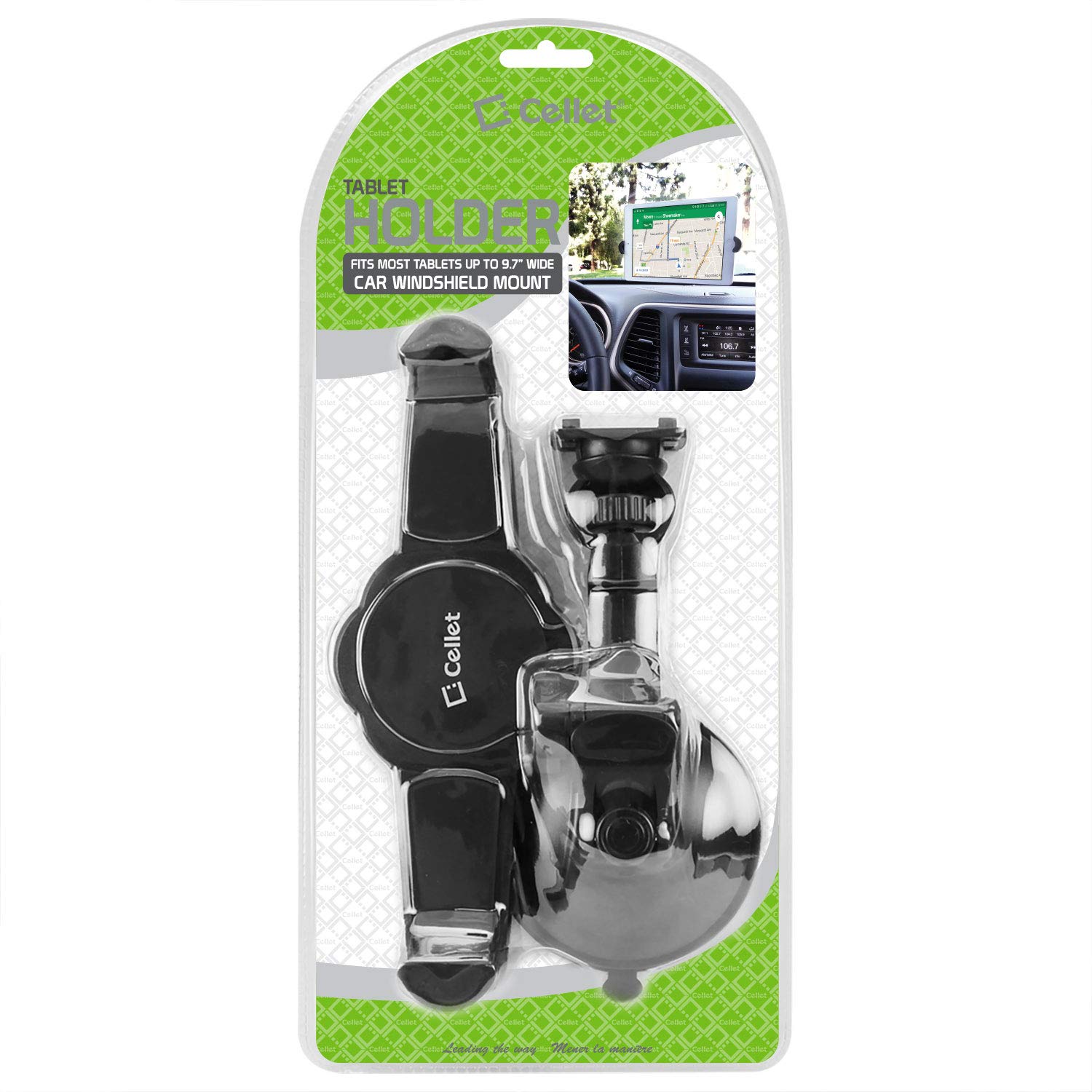 Universal Tablet Mount Holder with Extra Large Suction Cup - Compatible with iPad Pro, iPad Mini, iPad Air, Samsung Galaxy Tab, Amazon Fire HD (Up to 9.7