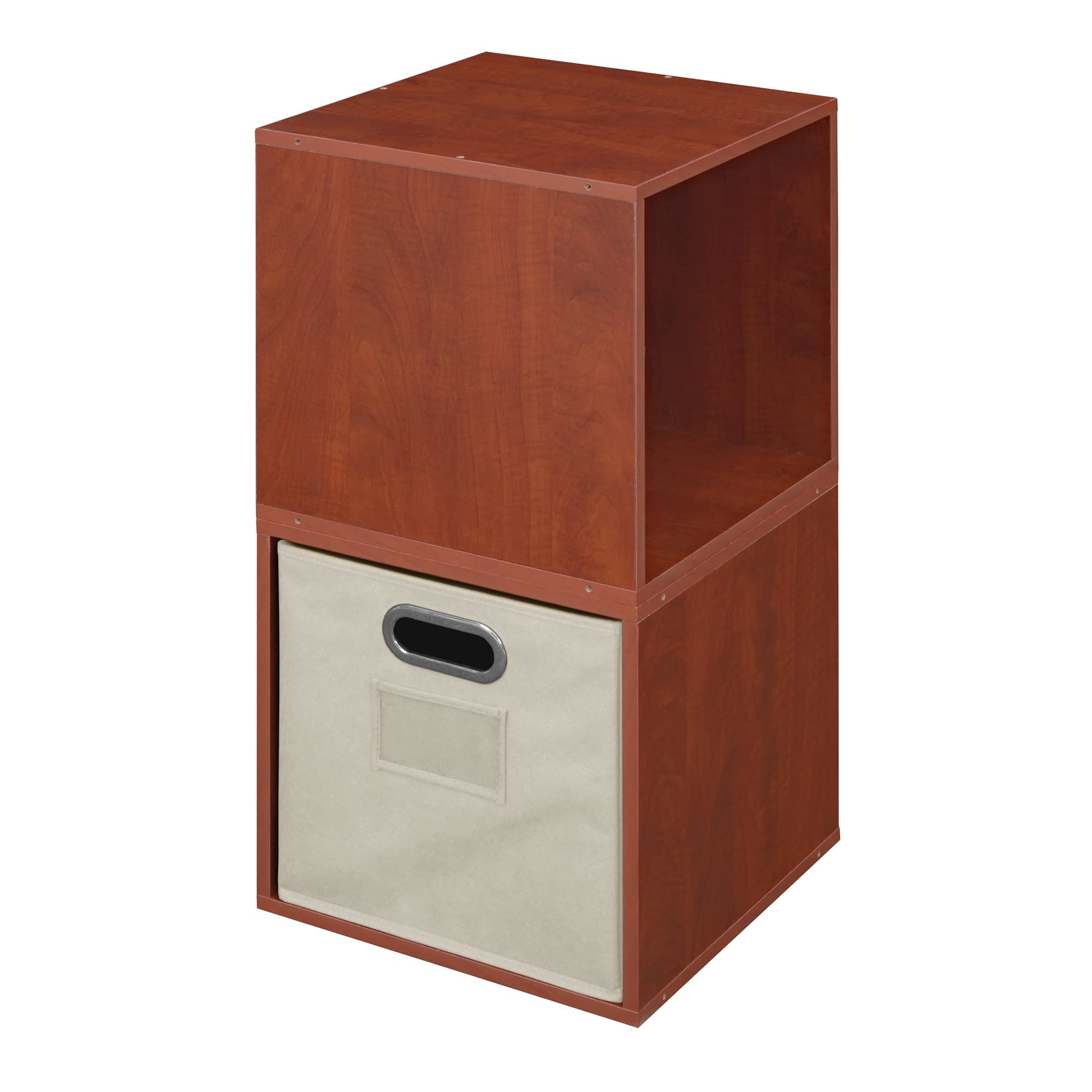 Niche Cubo Storage Set - 2 Cubes and 1 Canvas Bin in Cherry/Natural - Perfect for Home Organization, Kids' Room, and Office Storage
