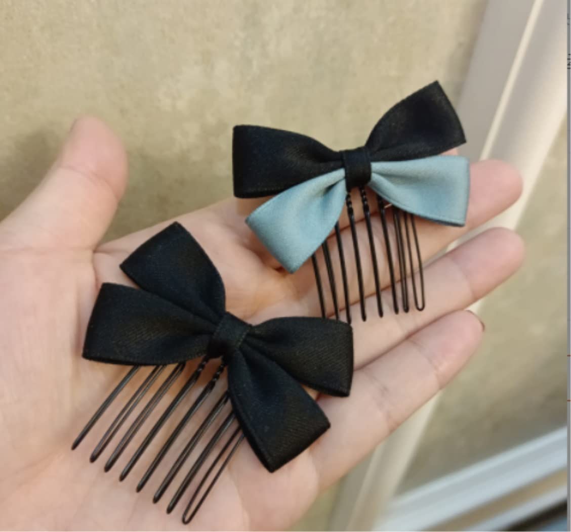 Sparkling Rhinestone Wedding Hair Comb with Bow - Elegant Bridal Hair Accessory for Women - Perfect for Weddings, Prom, and Special Occasions (Blue, One Size)