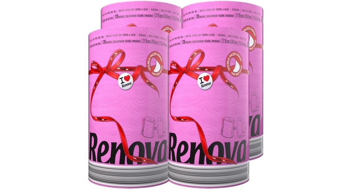 Renova Fuchsia Premium Paper Towels (Pack of 4) | Ultra Absorbent & Soft | Kitchen, Bathroom & Cleaning Supplies | Perfect for Spills, Messes & Household Chores