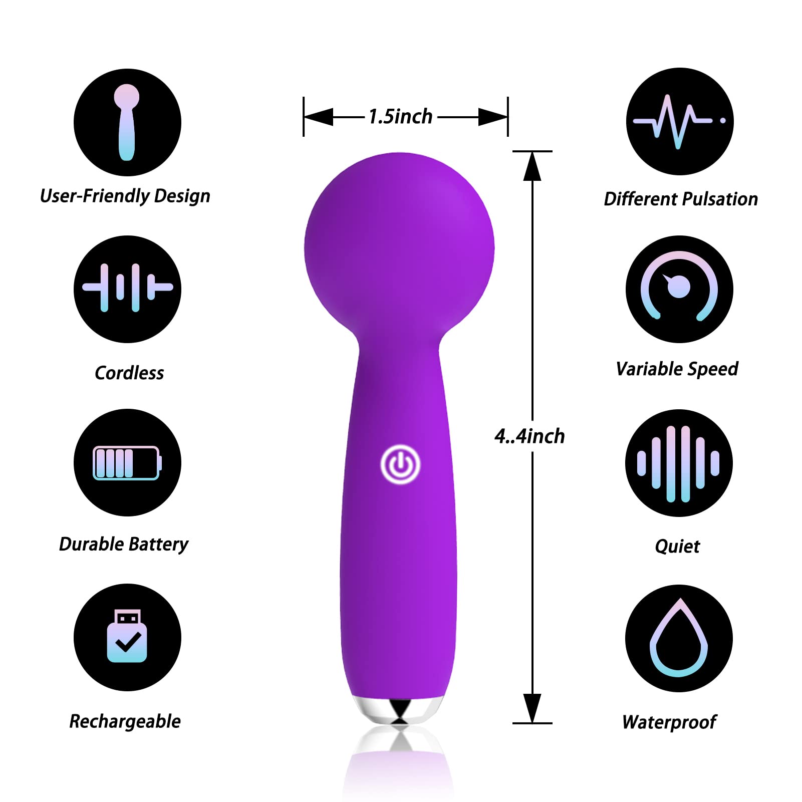 Portable Mini Manual Massage Stick - Rechargeable, Waterproof & Quiet for Muscle Recovery - Perfect for Back, Neck Pain Relief - Great Christmas & New Year Gifts for Travel, Office & Home Use