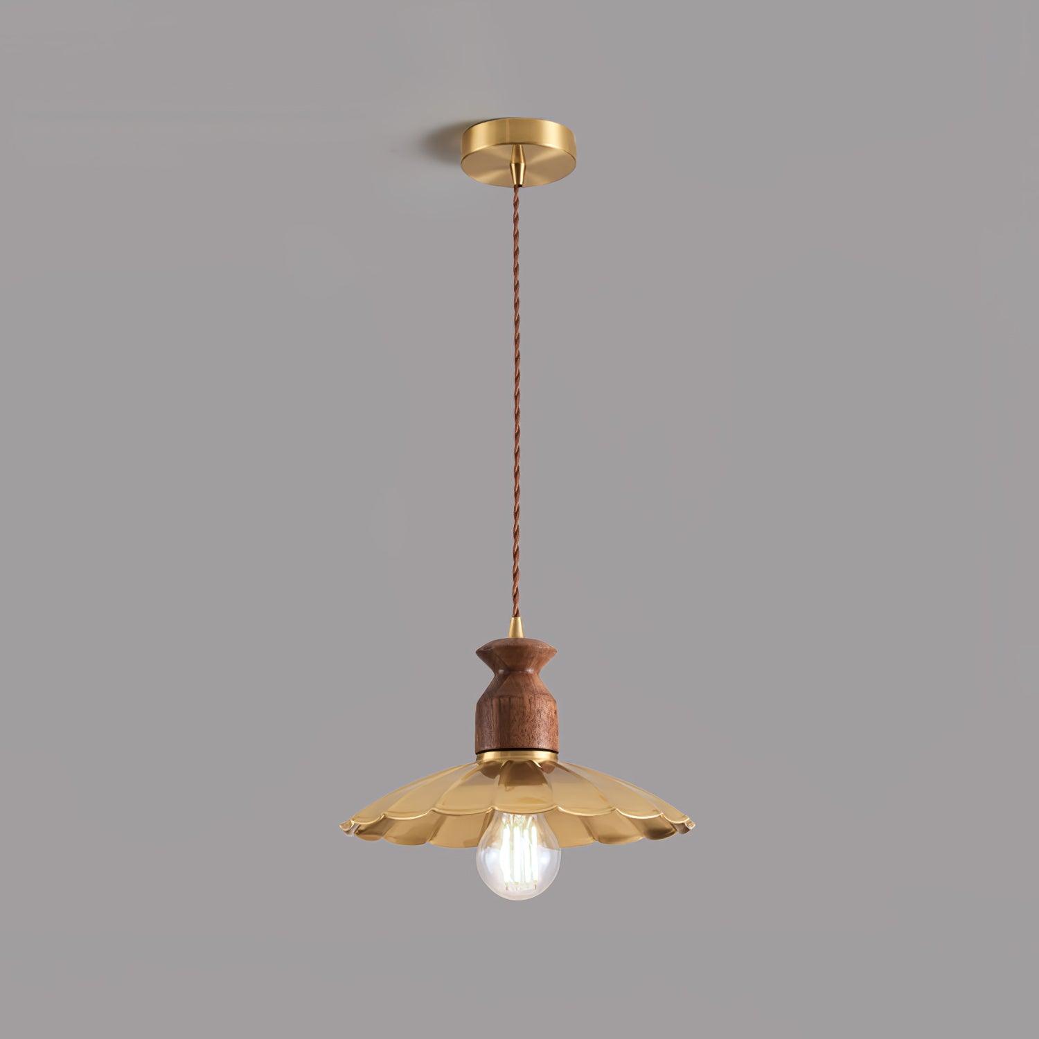 Vintage Brass Crest Pendant Light - Elegant Ceiling Fixture for Dining Room, Kitchen Island & Entryway Lighting