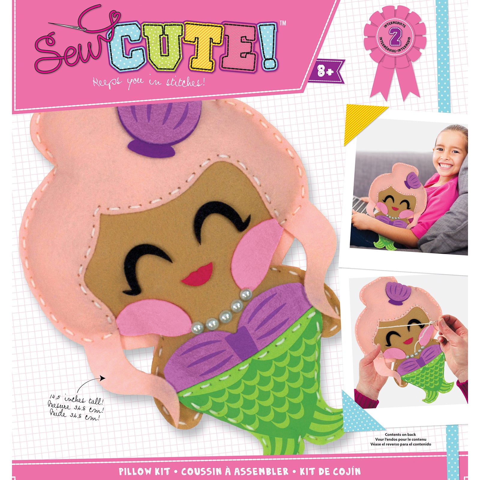 DIY Mermaid Felt Pillow Kit - Sewing Craft Kit for Kids & Beginners | Fun Ocean-Themed Home Decor & Gift Idea for Birthday, Christmas | Perfect for Arts & Crafts, Room Decor, Party Activities