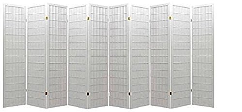 10 Panel White Room Divider with Square Design - Privacy Screen for Home Office, Bedroom Partition & Room Separation