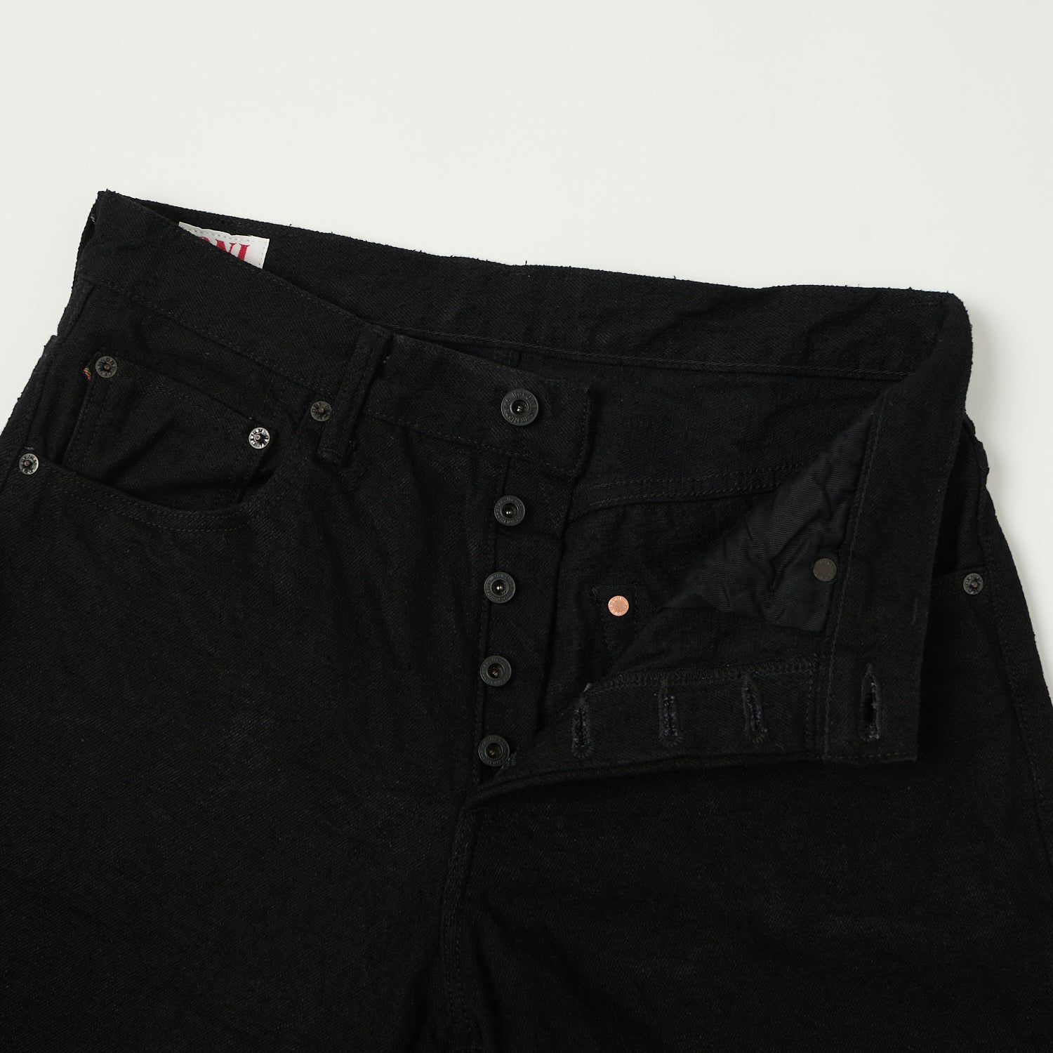 ONI 222 CCDBKBK Crushed Concrete Denim 15oz Extra Wide Straight Jeans for Men - Black Raw Selvedge Denim Pants for Casual Wear & Street Style