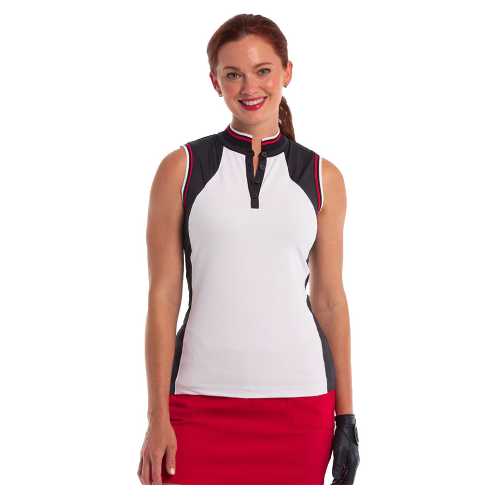 EP New York Stand Collar Color Block Sleeveless Women's Golf Polo Shirt - Breathable Moisture-Wicking Athletic Top for Golf, Tennis & Summer Outdoor Sports