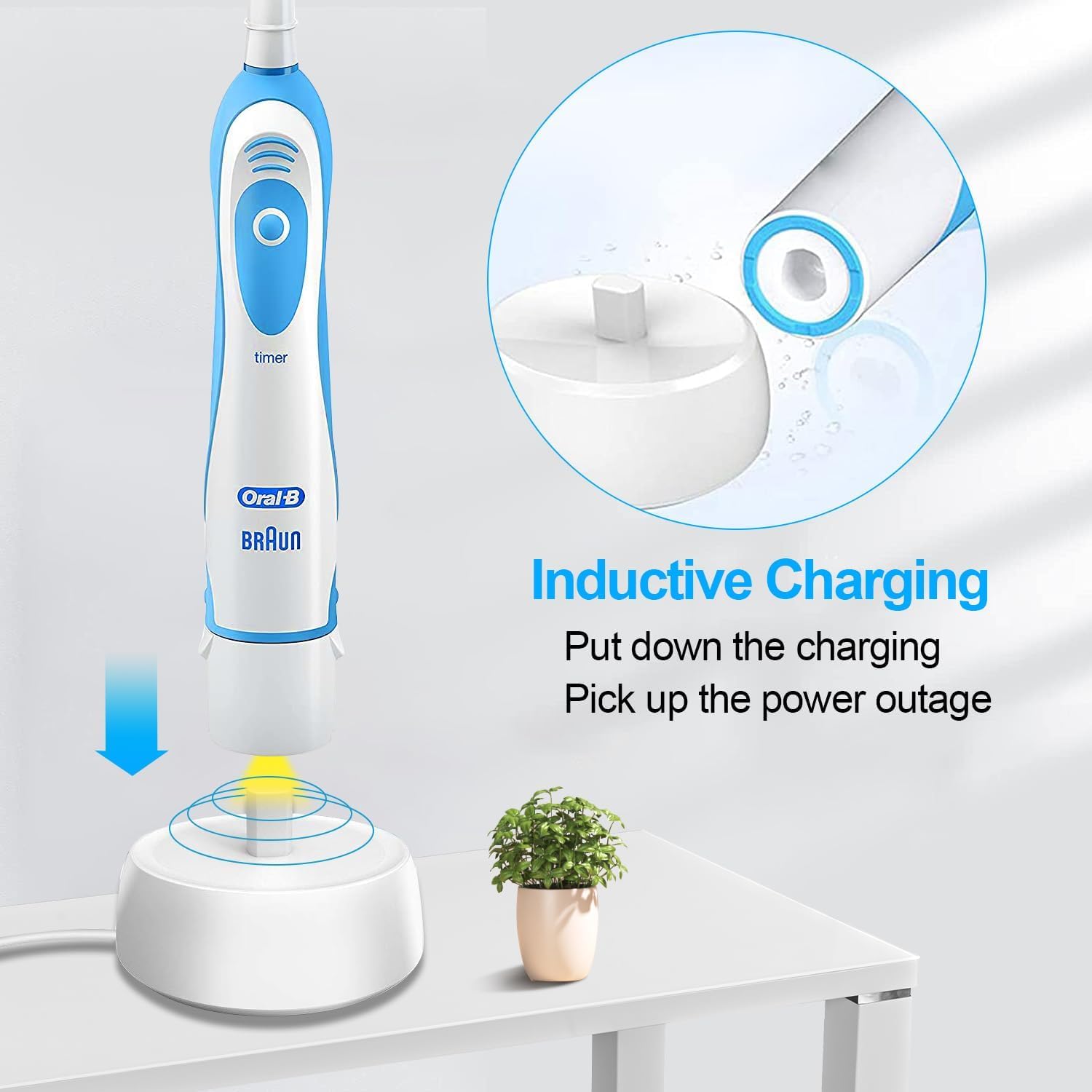 Braun Oral-B Electric Toothbrush USB Charger - Replacement 3757 Charging Base for Oral-B Toothbrushes, Waterproof Inductive Charger with USB Port for Travel & Home Use | Perfect for Business Trips, Vacations & Daily Oral Care