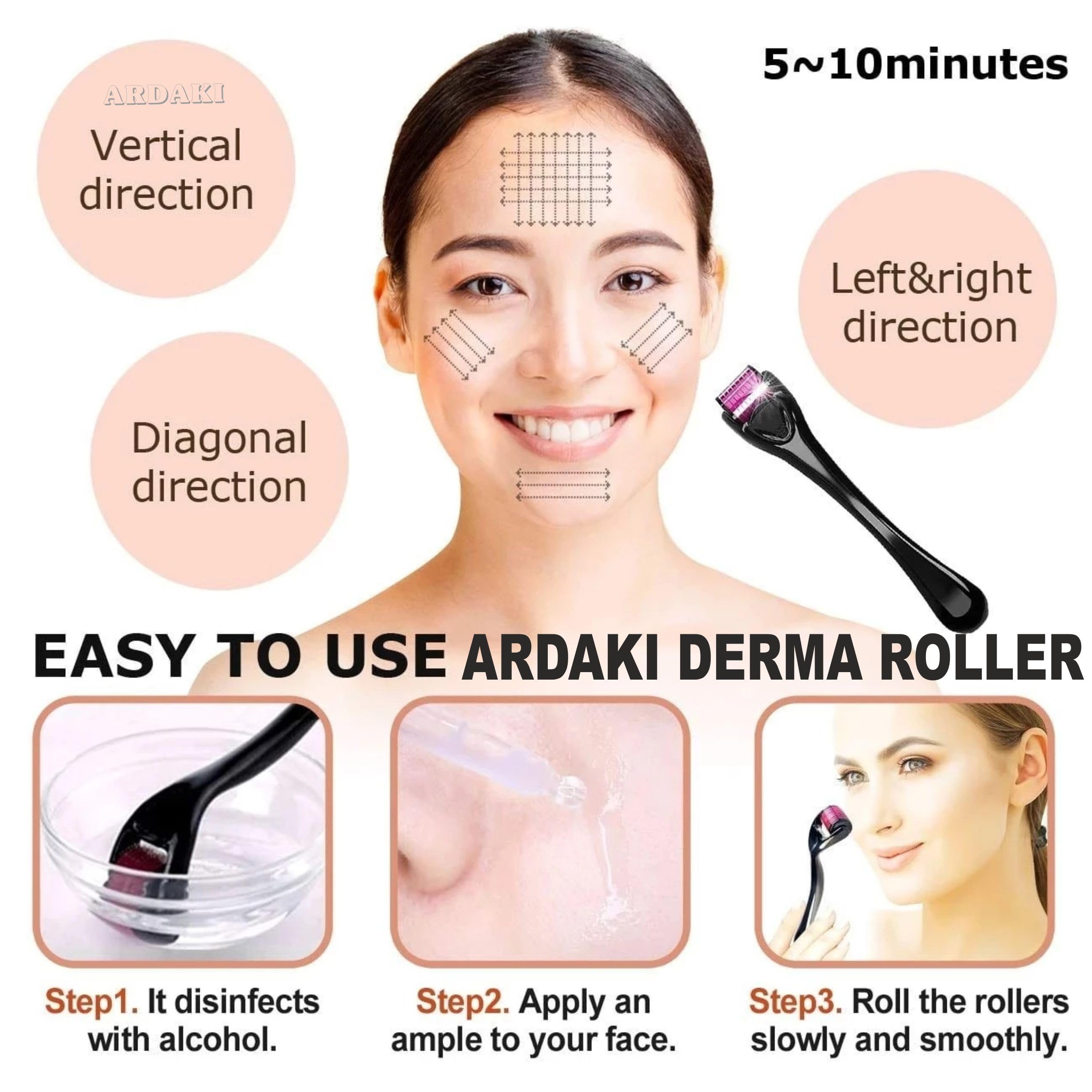 ARDAKI 0.5mm Derma Roller for Hair Growth with 540 Titanium Needles - Hair Regrowth Treatment for Thinning Hair, Stimulates Hair Follicles & Repairs Damaged Hair | Perfect for Men & Women at Home Hair Care Routine
