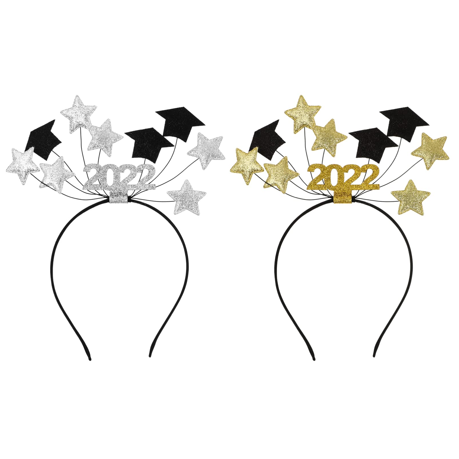 ABOOFAN 2Pcs Graduation Headbands with Stars - 2022 Graduation Party Supplies, Graduation Cap Headbands for Women & Girls - Perfect for Graduation Ceremony, Photo Shoots & Costume Parties