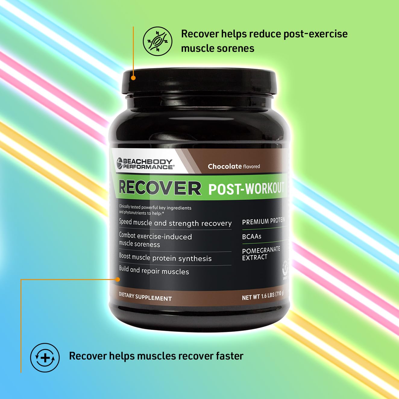 BODi Recover Plant-Based Protein Powder - Chocolate Flavor Post-Workout Supplement with 20g Protein, BCAAs & Pomegranate Extract for Muscle Recovery - Vegan Fitness Powder - 20 Servings (Ideal for Gym Recovery, Muscle Building & Vegan Athletes)