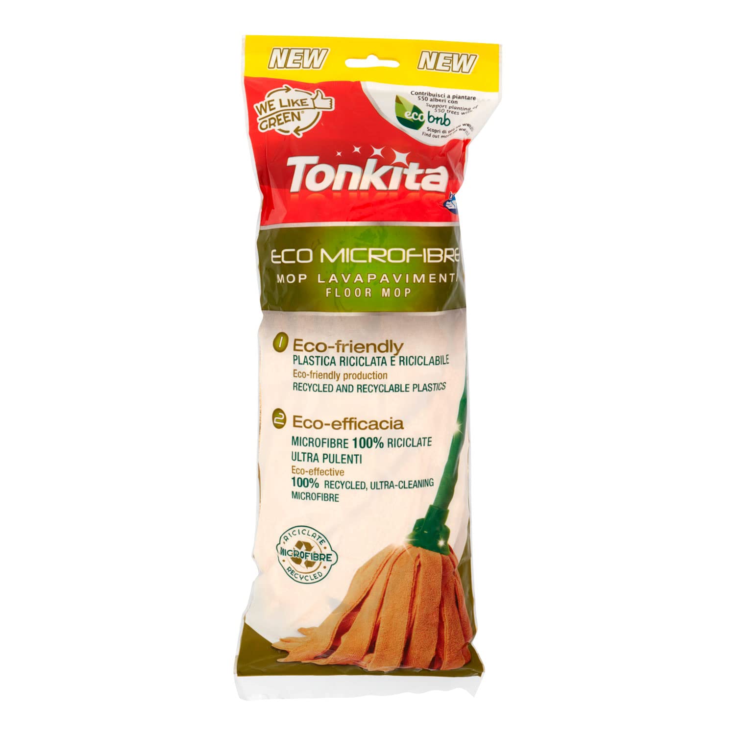 TONKITA Eco-Friendly Microfiber Mop | 100% Recycled Microfiber Floor Cleaner, Water-Only Cleaning, Fully Recyclable | Ideal for Hardwood, Tile & Laminate Floors – Green Cleaning Solution for Home & Office