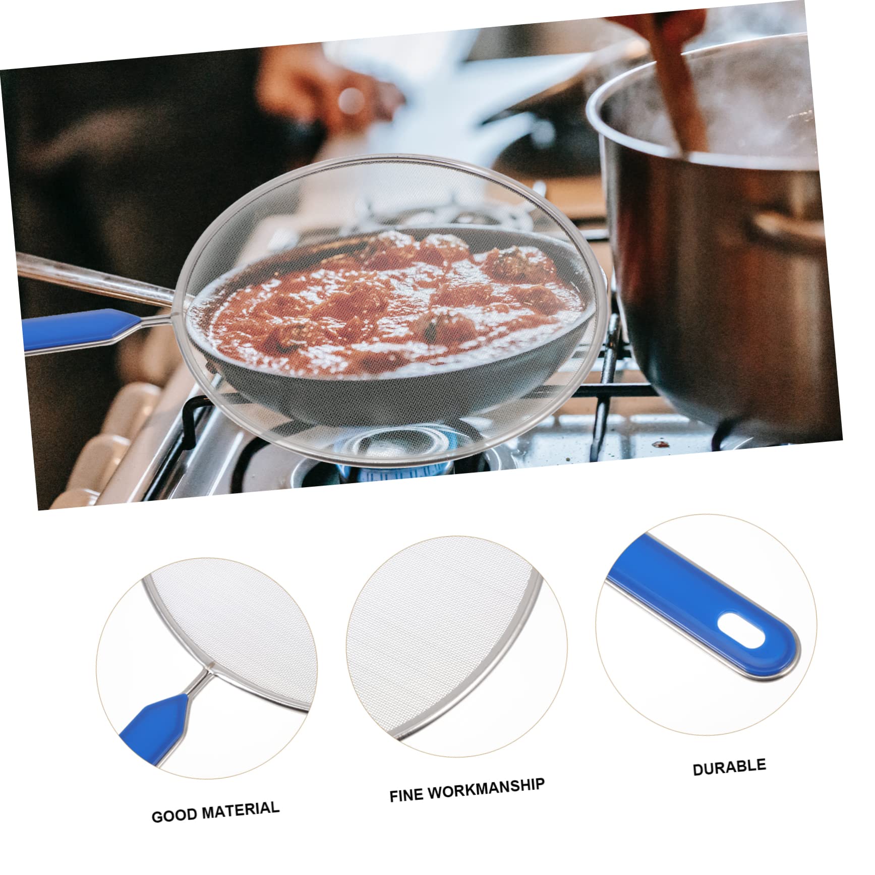 Hemoton 3-Pack Oil Splatter Guard for Frying Pans - Anti-Splash Cooking Oil Net Cover with Non-Slip Design - Perfect for Sauteing, Frying & Deep Frying at Home