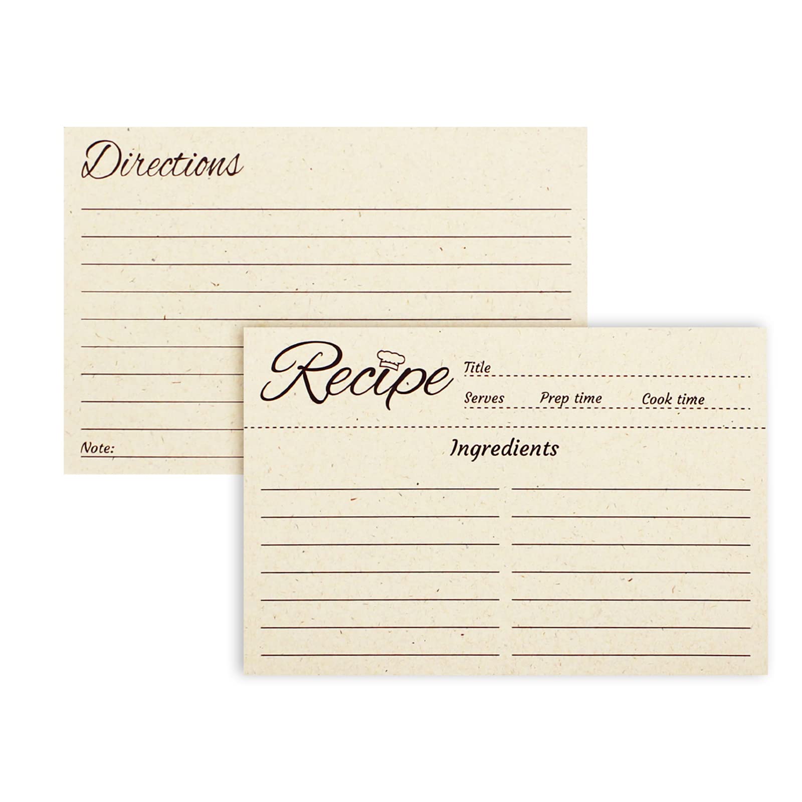 100 Pack 4x6 Inch Double Sided Recipe Cards - Vintage Style Kitchen Cooking Cards for Recipe Organization - Perfect for Wedding, Bridal Shower & Family Meal Planning