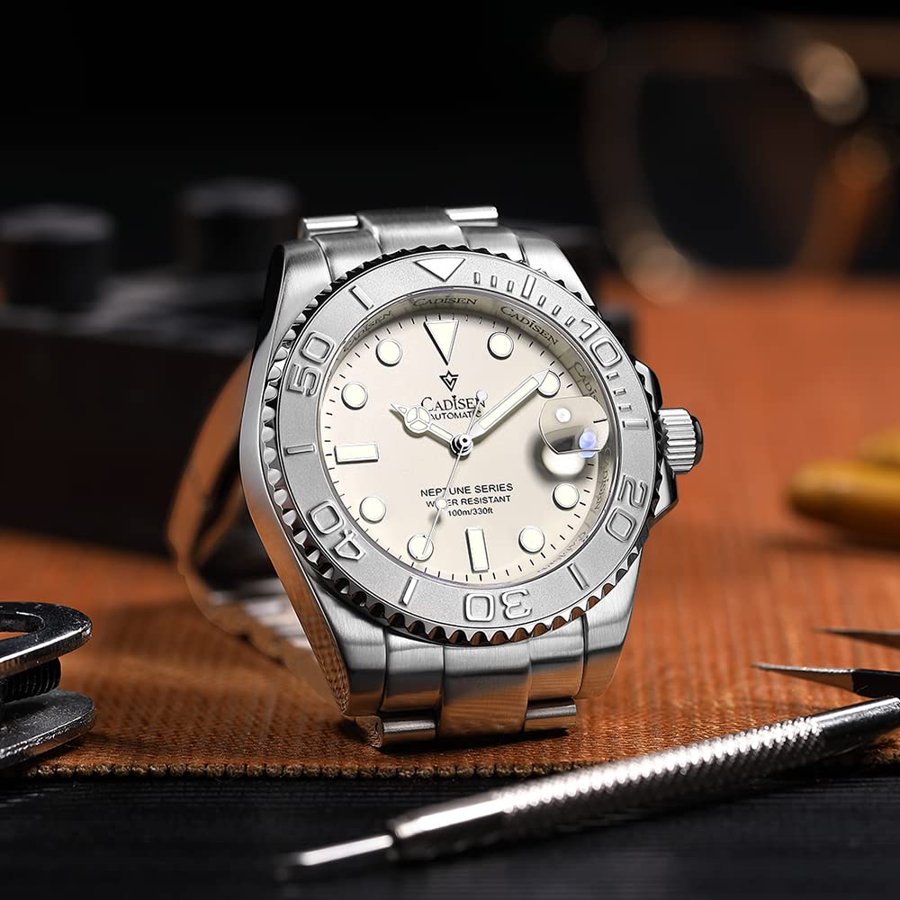 CADISEN Men's Automatic Mechanical Watch - Luxury Leather Strap, Waterproof, Sapphire Crystal - Perfect for Business, Casual & Outdoor Activities