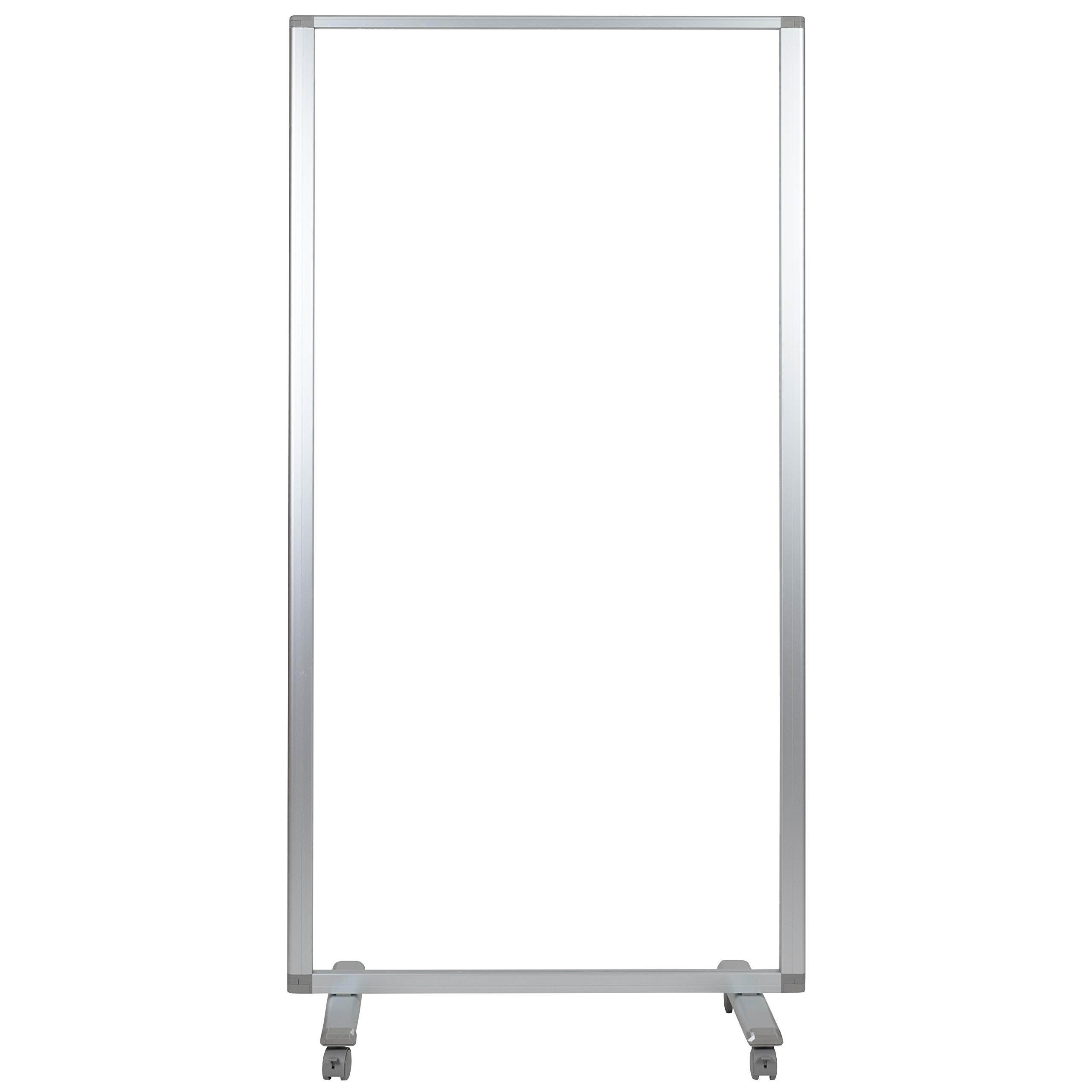 Portable Clear Room Divider Partition - Freestanding Mobile Sneeze Guard Screen for Office, Restaurant, Lobby & Public Areas | Privacy Protection & Social Distancing Solution