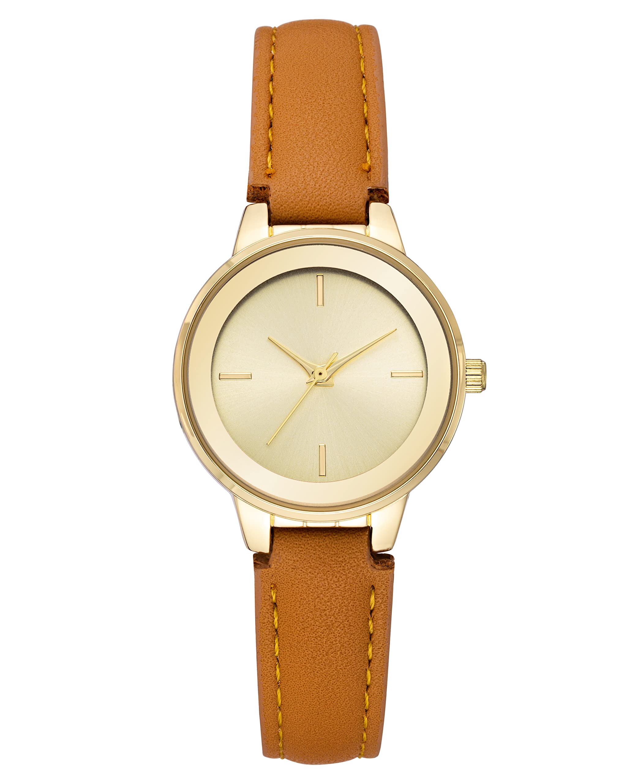 Amazon Essentials Women's Faux Leather Strap Watch - Water Resistant Casual & Dress Wristwatch for Everyday Wear, Office, and Special Occasions