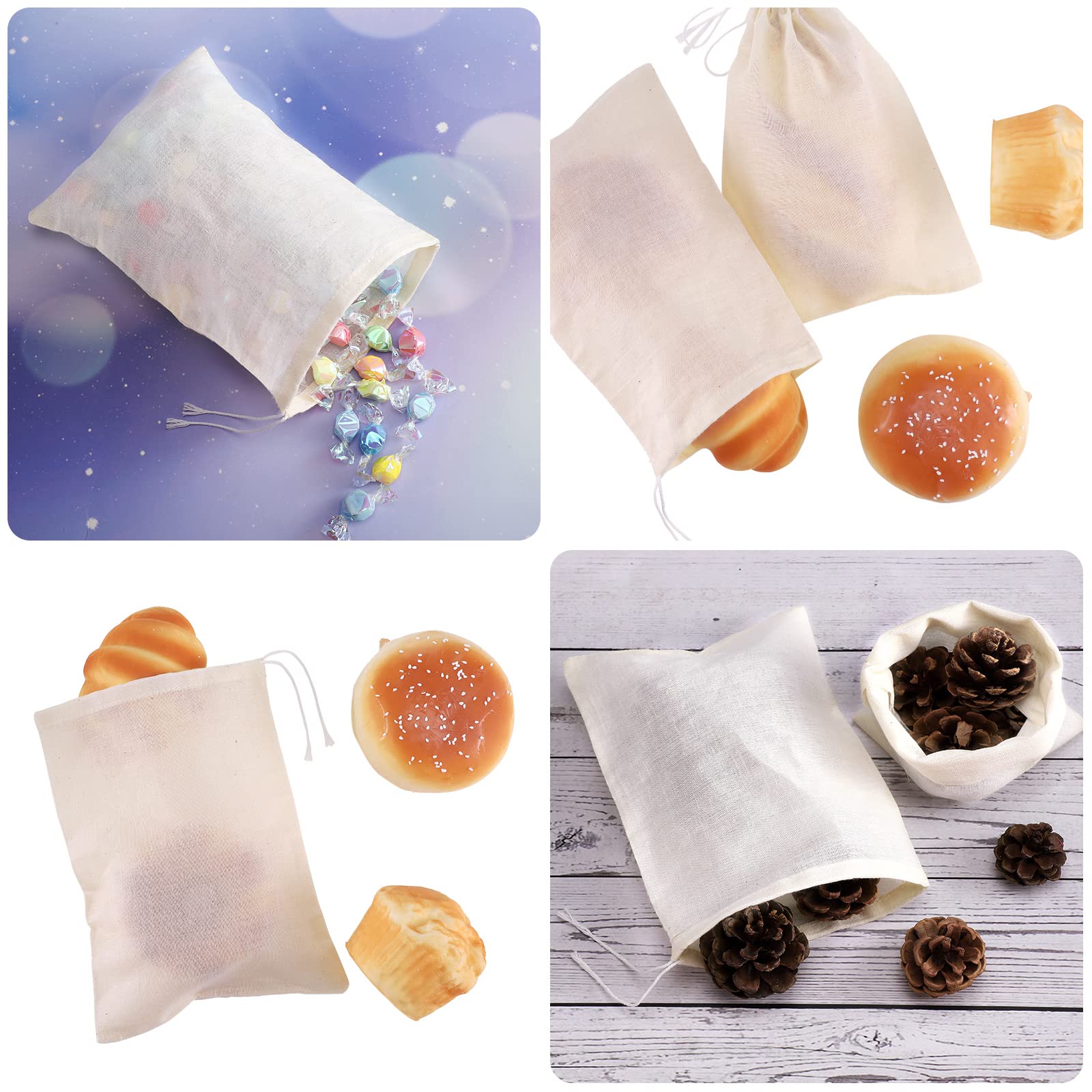 200 Pack Natural Muslin Drawstring Bags - Reusable Cotton Sachet Pouches for Tea, Jewelry, Wedding Favors, Party Gifts & Storage - Perfect for DIY Crafts, Aromatherapy & Organizing Small Items