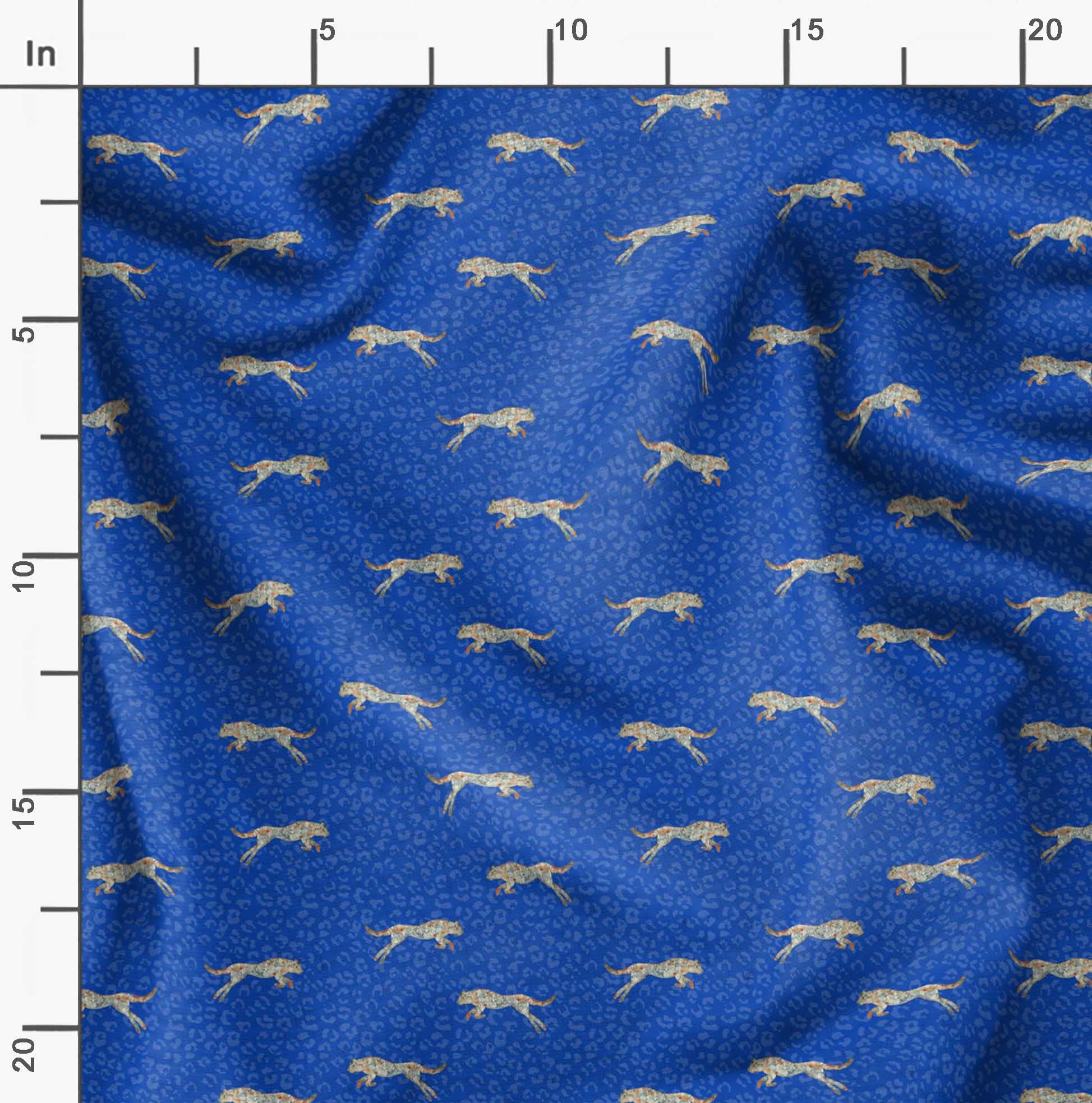 Soimoi Moss Georgette Blue Fabric by The Yard - 42 Inch Wide Leopard Print Animal Skin Textile - Stylish Trendy Printed Fabric for Dresses, Blouses & DIY Fashion Projects