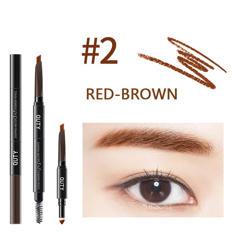 QUTY 3-in-1 Eyebrow Pencil - Waterproof Eyebrow Pencil, Eyebrow Powder & Spoolie Brush - Perfect for Eyebrow Shaping, Filling & Grooming - Ideal for Daily Makeup & Professional Use