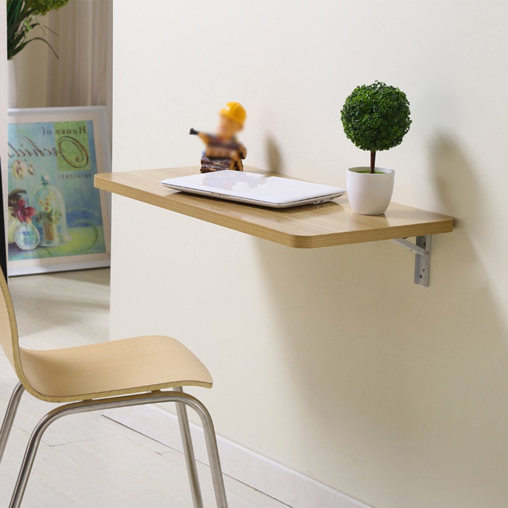 Zhirong Wall-Mounted Folding Drop Leaf Table - Space Saving Dining Table, Laptop Desk, Kids Study Table (100x40cm, Color C) - Perfect for Small Apartments, Dorms & Home Offices
