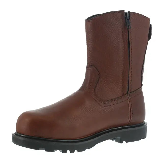 Hauler Composite Toe Waterproof Wellington Work Boots - 10 Inch Safety Shoes with Metatarsal Guard, Brown - Ideal for Construction, Warehouse & Outdoor Work