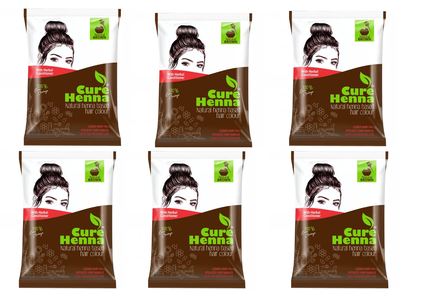Natural Brown Henna Hair Conditioner for Men & Women - Amla & Reetha Infused, Paraben-Free, Repairs Damaged Hair, Controls Hair Fall (240g, Pack of 6) | Ideal for Strong, Healthy Hair & Scalp Care at Home or Salon