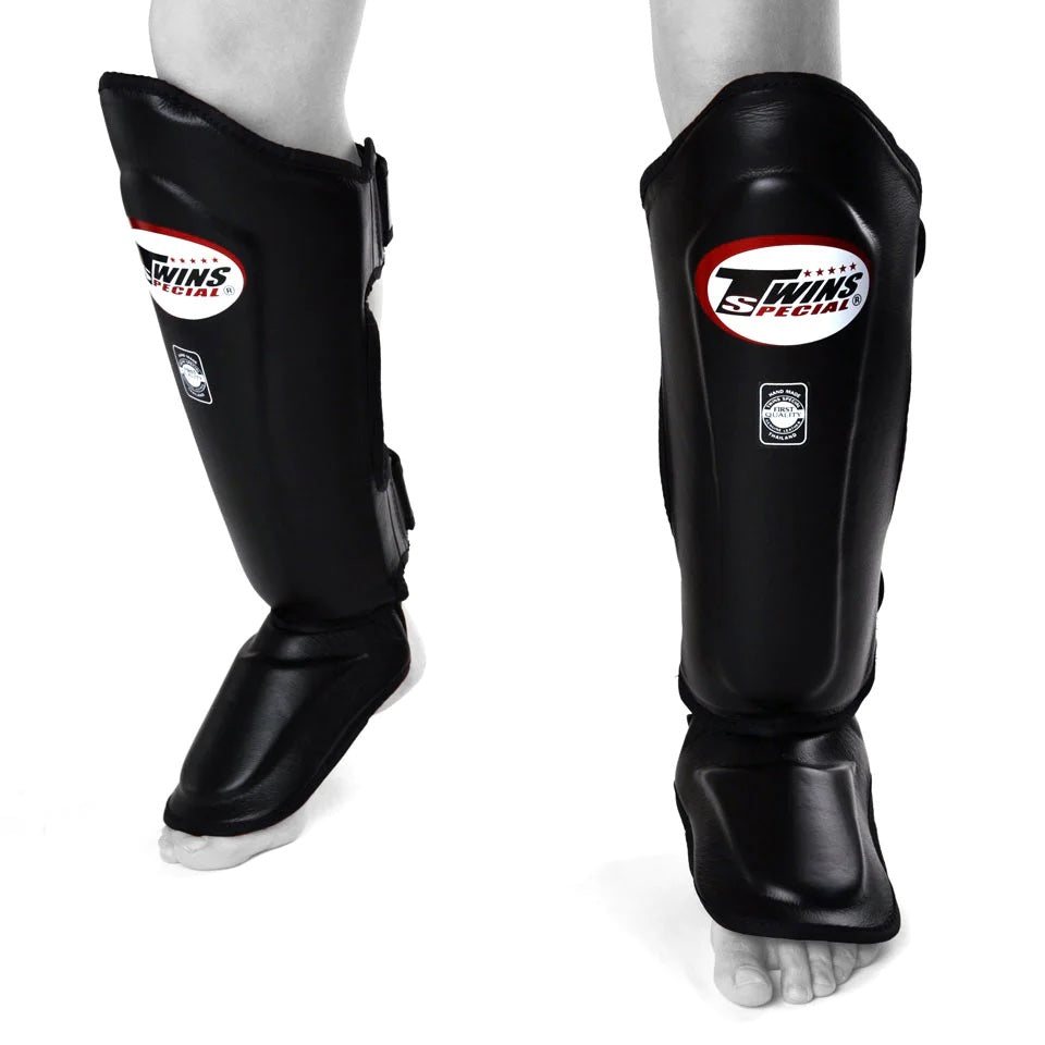 Twins SGL10 Double Padded Leather Shin Guards for Soccer, MMA & Martial Arts - Premium Protection for Training & Competition