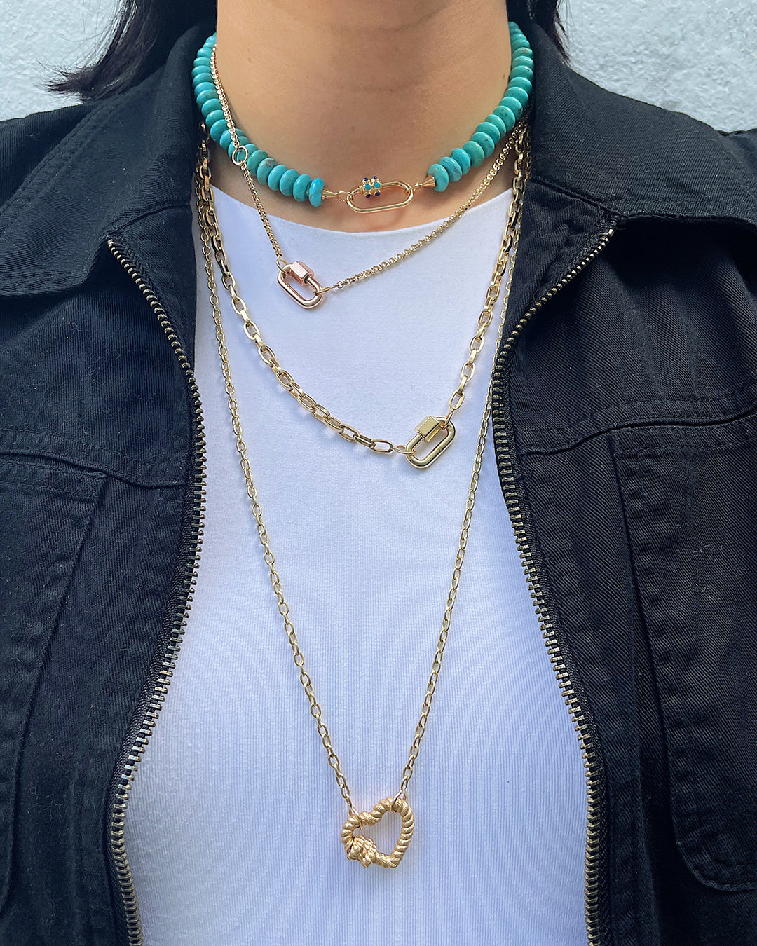 14K Gold Turquoise & Lapis Lock Necklace - Marla Aaron Medium Lock Pendant for Women - Perfect for Everyday Wear, Gifts & Special Occasions