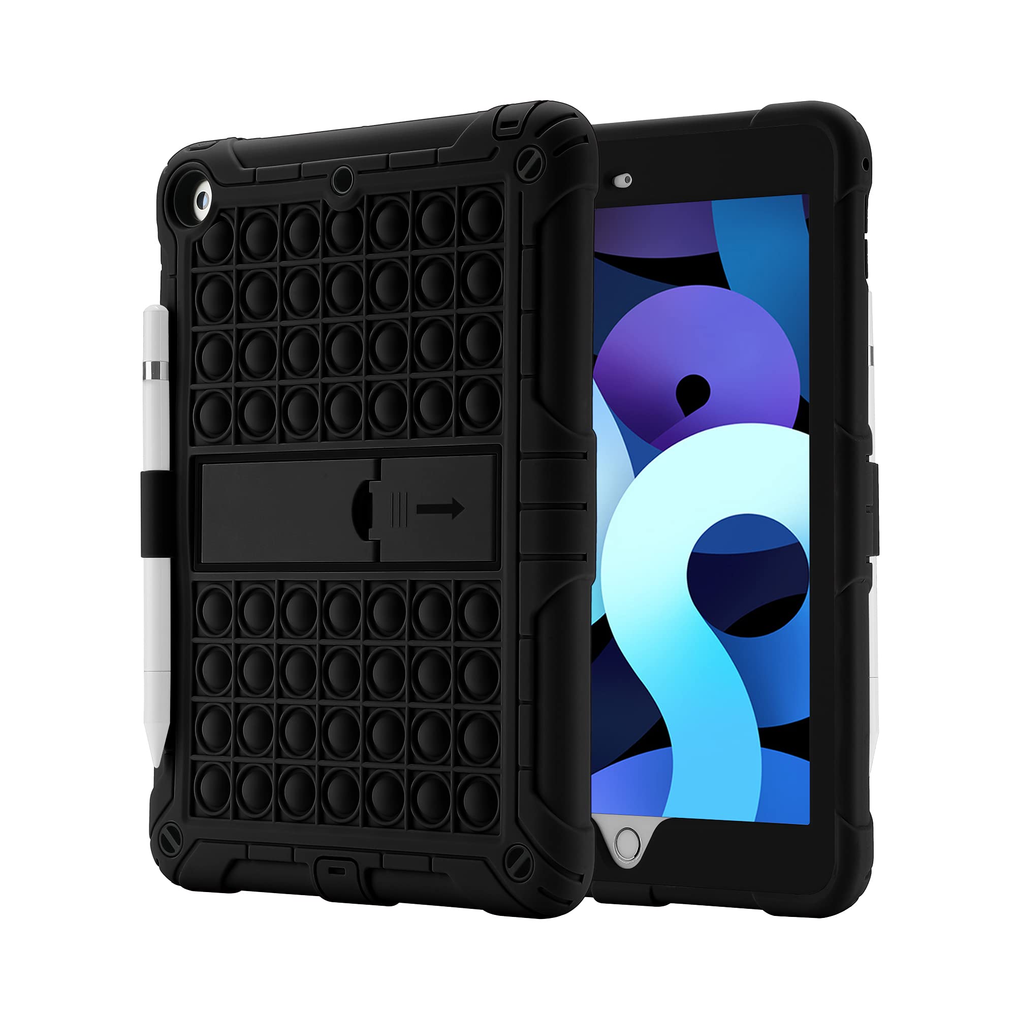 Shockproof iPad Case for iPad 6th/5th Gen (9.7 inch 2018/2017), iPad Air 2, iPad Air 1st Gen & iPad Pro 9.7 - Protective Cover with Pencil Holder & Hand Strap (Black) | Perfect for Work, School & Travel Protection