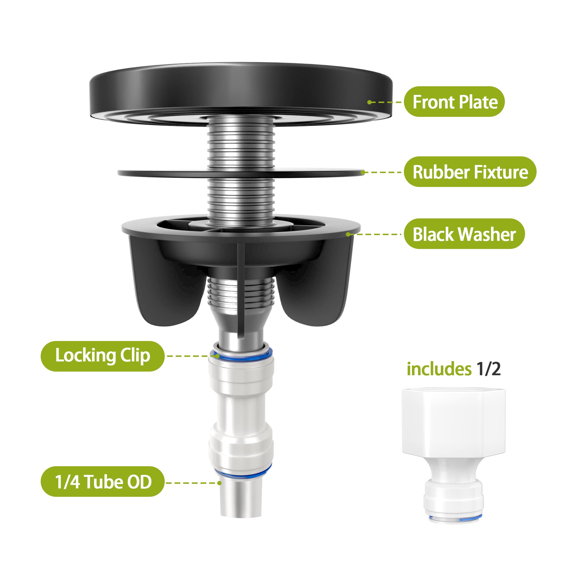 Premium Black Brushed SUS304 Stainless Steel Drinking Water Faucet - 1/4