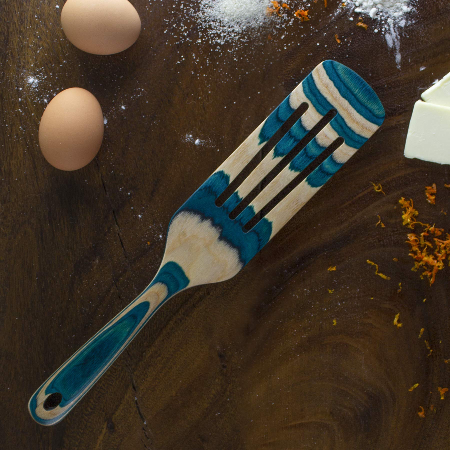 Totally Bamboo Baltique Mykonos Collection 13-Inch Wooden Spurtle Cooking Utensil - Safe for Nonstick Cookware - Perfect for Stirring, Mixing & Serving in Kitchen