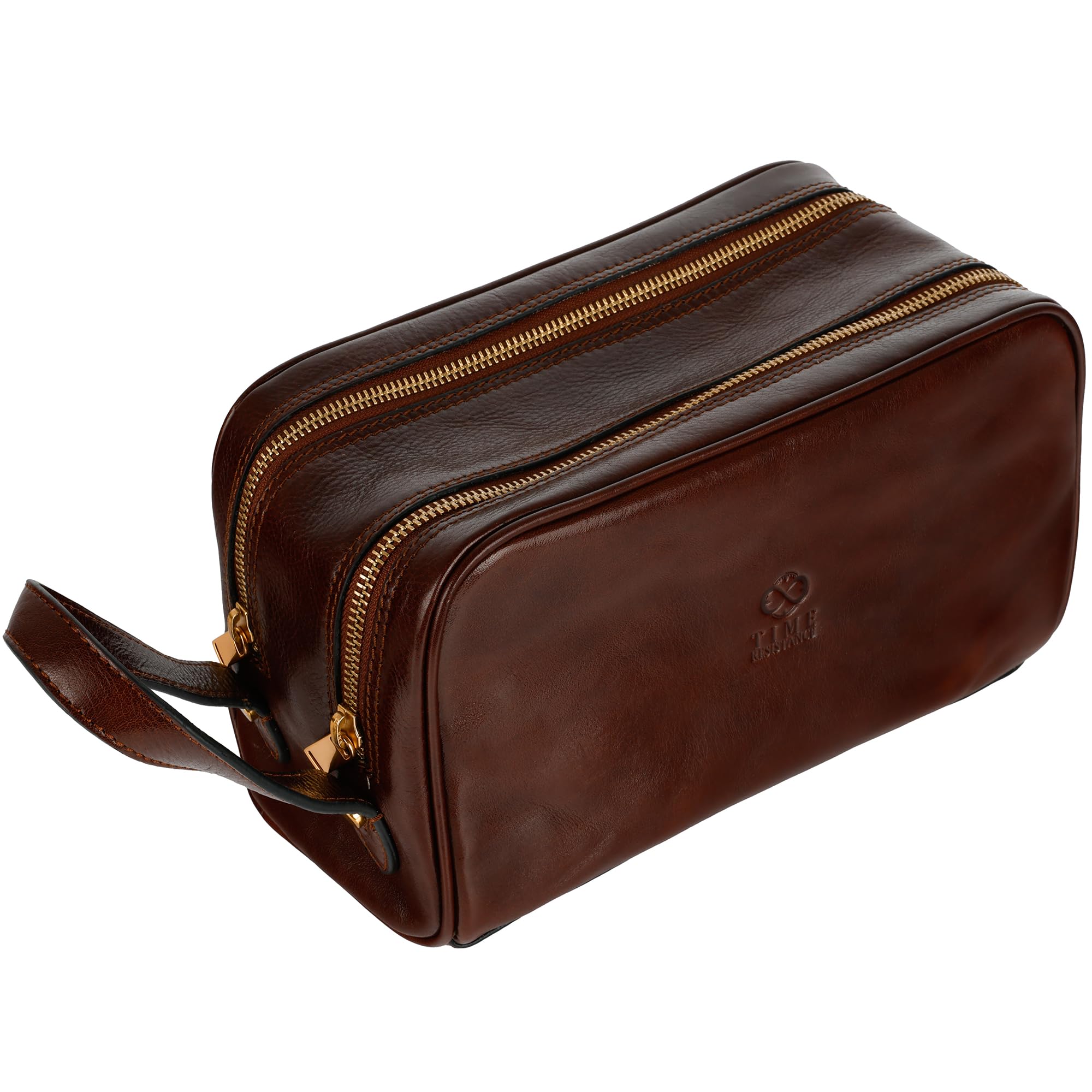 Premium Italian Leather Cosmetic Bag - Waterproof & Durable Toiletry Organizer for Travel, Gym & Daily Use | Elegant Dopp Kit for Men & Women