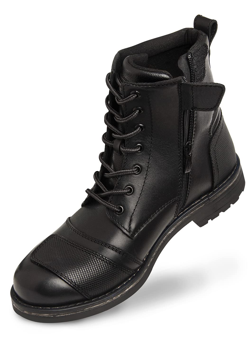 WORKLAND 89729 Men's Motorcycle Boots - Leather Biker Boots with Zipper Closure & Ankle Support for Touring - Durable Riding Shoes for Men - Perfect for Long-Distance Motorcycle Trips & Urban Commuting