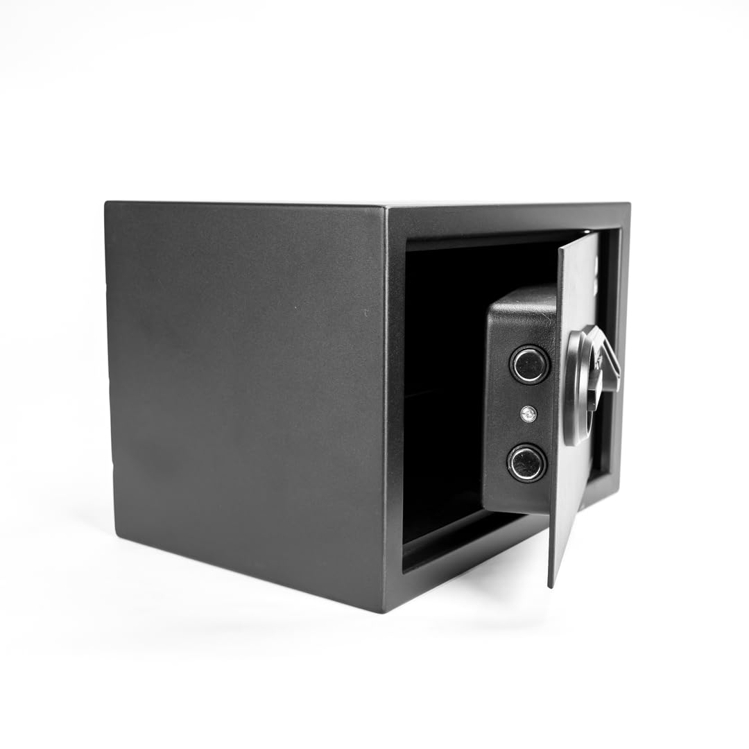 Biometric Steel Safe Box with Fingerprint Lock - Portable Personal Security Safe for Home, Office & Travel (Batteries Included) | Perfect for Jewelry, Cash, Documents & Valuables Protection
