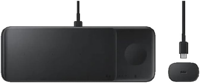 Samsung Wireless Charger Trio - Fast Qi Charging Pad for iPhone, Galaxy, AirPods - Perfect for Home, Office & Travel