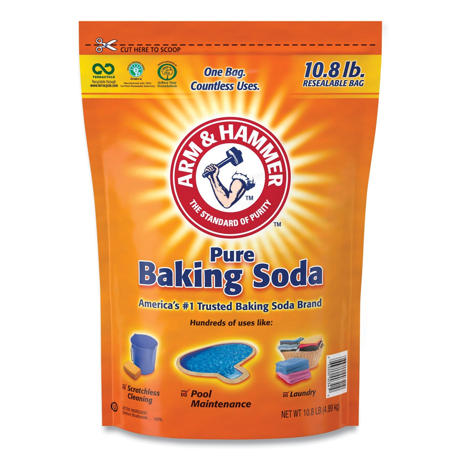 Arm & Hammer™ Baking Soda, 10.8 lb Bulk Bag (4-Pack) – Perfect for Baking, Cleaning, Deodorizing & Household Uses