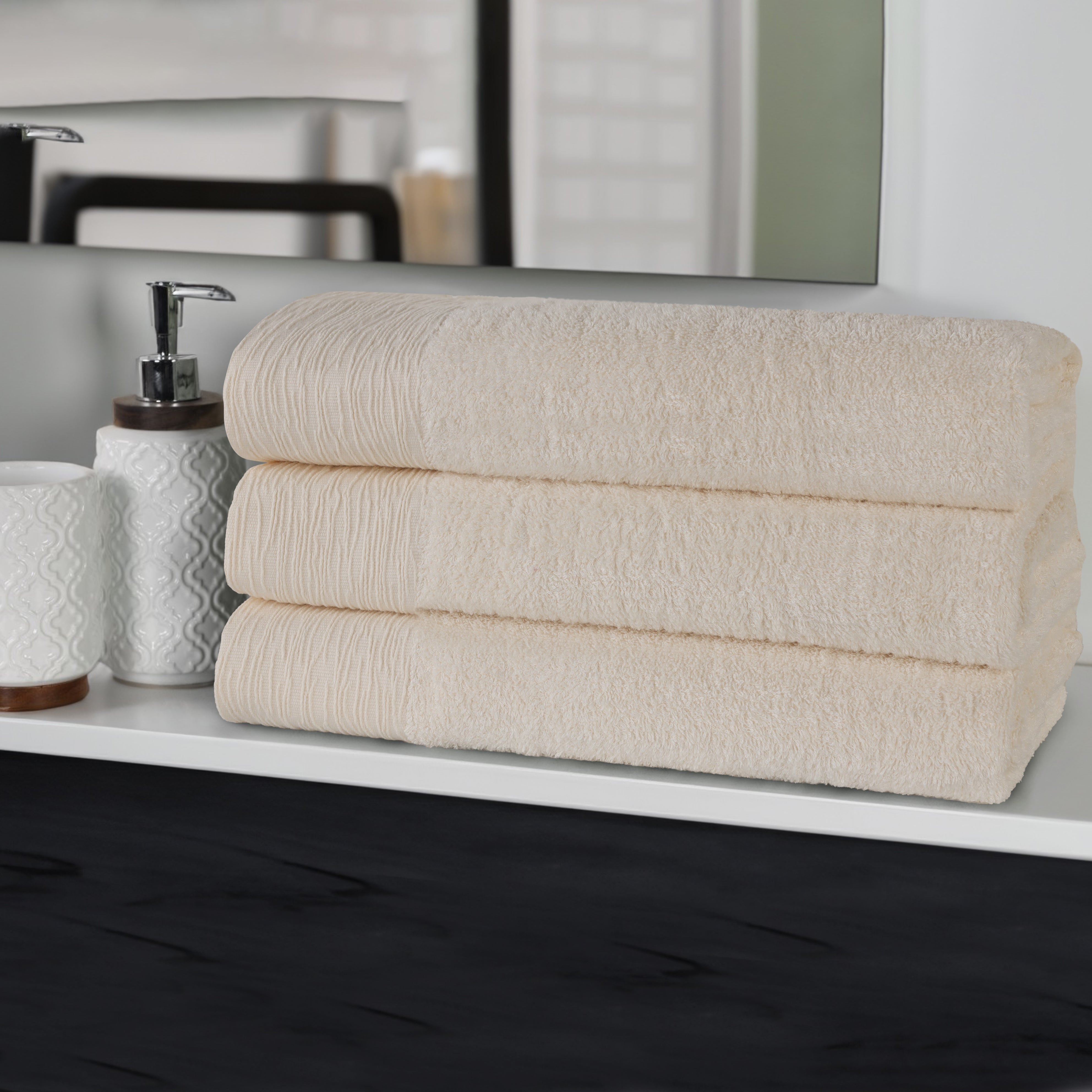Bamboo Rayon Eco-Friendly Soft Bath Towel Set of 3 | Ultra Absorbent & Hypoallergenic | Perfect for Spa, Bathroom & Beach