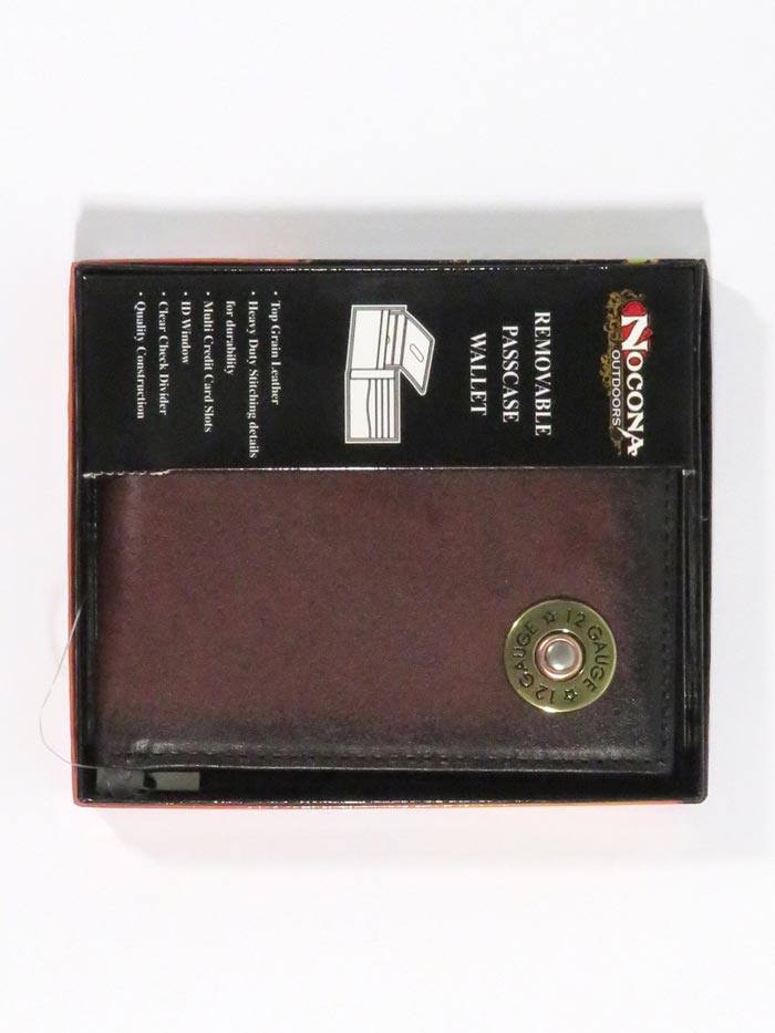 Nocona N5429802 Men's 12 Gauge Outdoor Bifold Leather Wallet - Genuine Brown Cowhide for Everyday Carry & Travel (Perfect for Cash, Cards & ID)